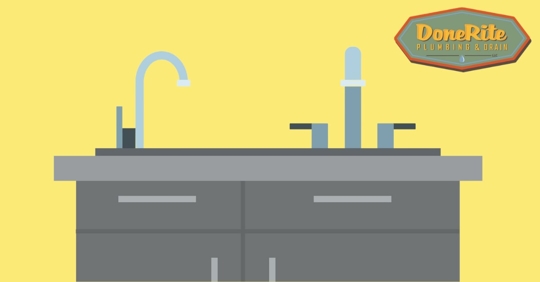 An illustration of a kitchen sink with cabinets